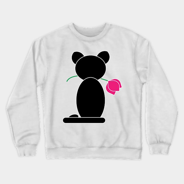 BLACK CAT WITH FLOWER Crewneck Sweatshirt by ADD T-Shirt